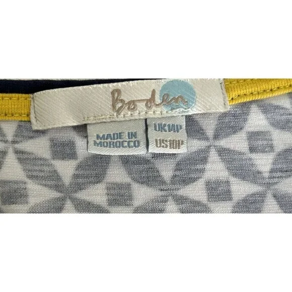 BODEN Dress Geometric Print All-Over Blue White Cotton Size 10P - Picture 8 of 9